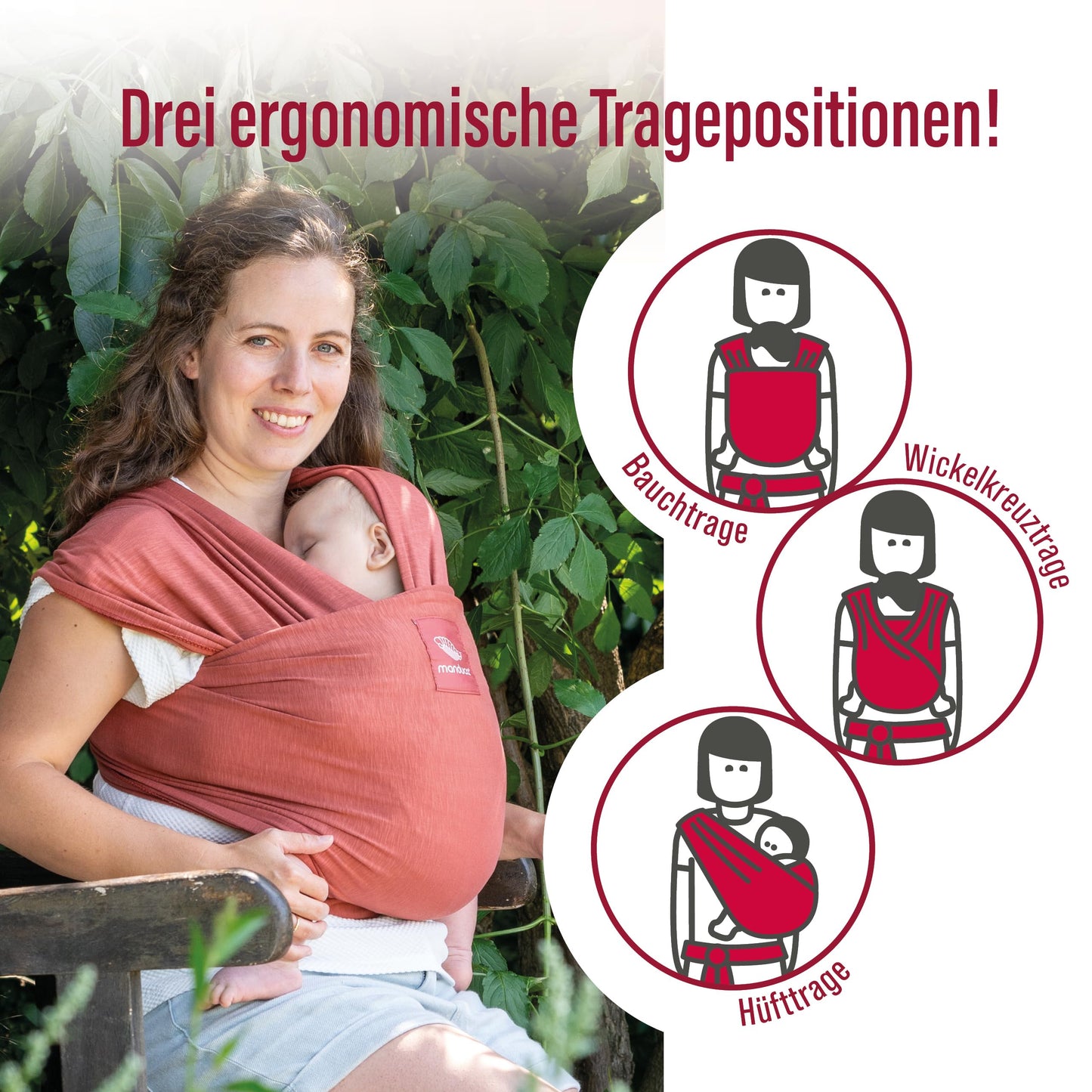 manduca Sling - Babytragetuch - Elastische Babytrage für Neugeborene von der Geburt bis zu 15 kg - Bio-Baumwolle - GOTS zertifiziert