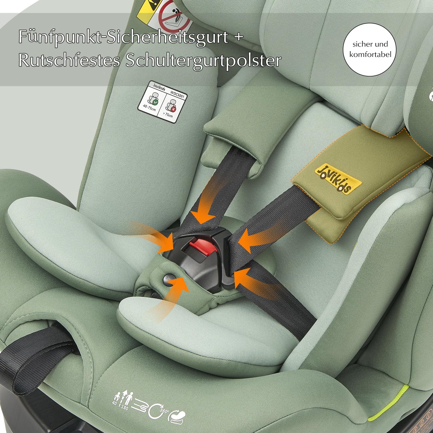 Jovikids 360° Drehbar Kindersitz mit ISOFIX und Ruheposition, i-Size(ECE R129) 40-150cm(0-36kg) Reboarder Baby Autositz, ab Geburt -12 Jahre (blau) - Meloni2