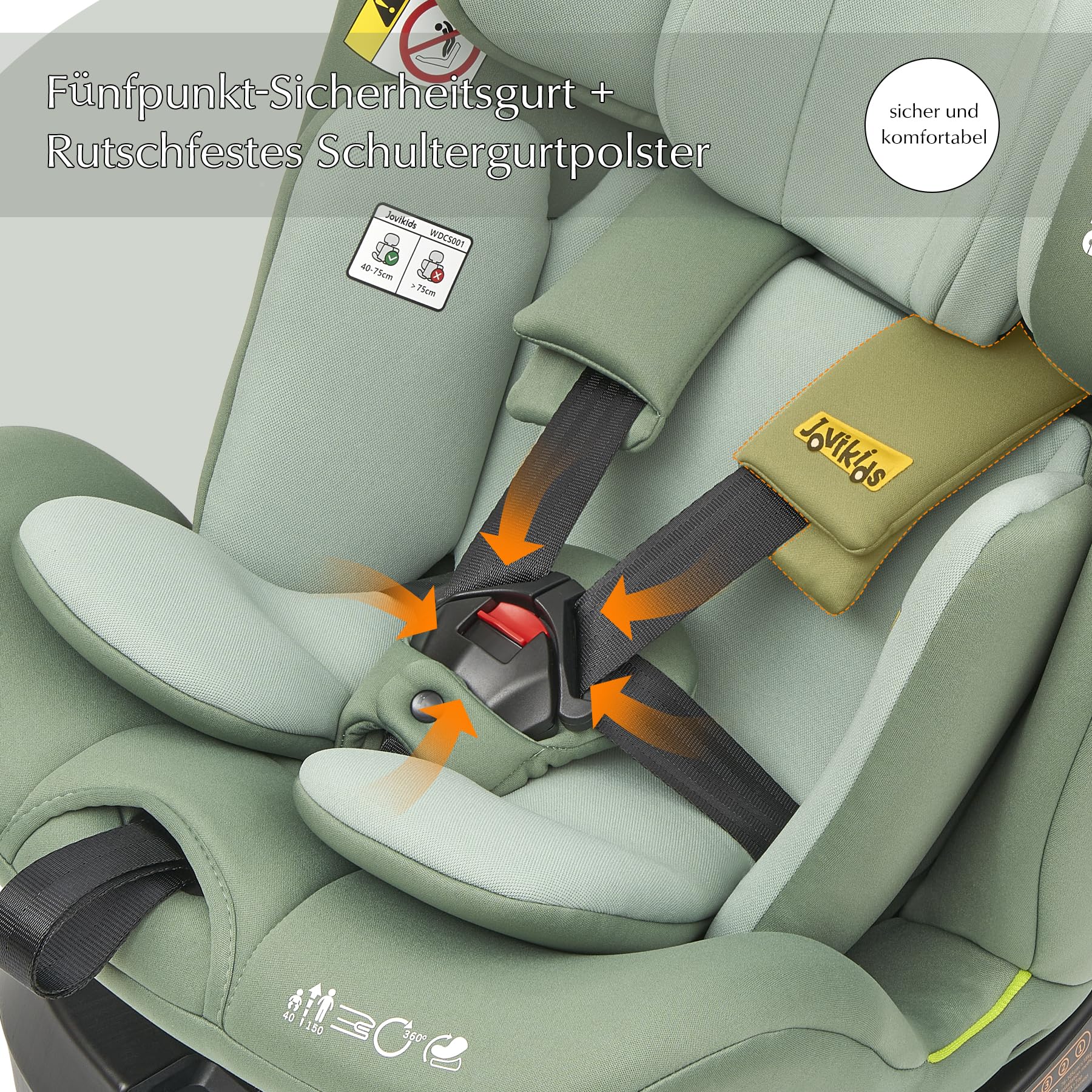 Jovikids 360° Drehbar Kindersitz mit ISOFIX und Ruheposition, i-Size(ECE R129) 40-150cm(0-36kg) Reboarder Baby Autositz, ab Geburt -12 Jahre (blau) - Meloni2