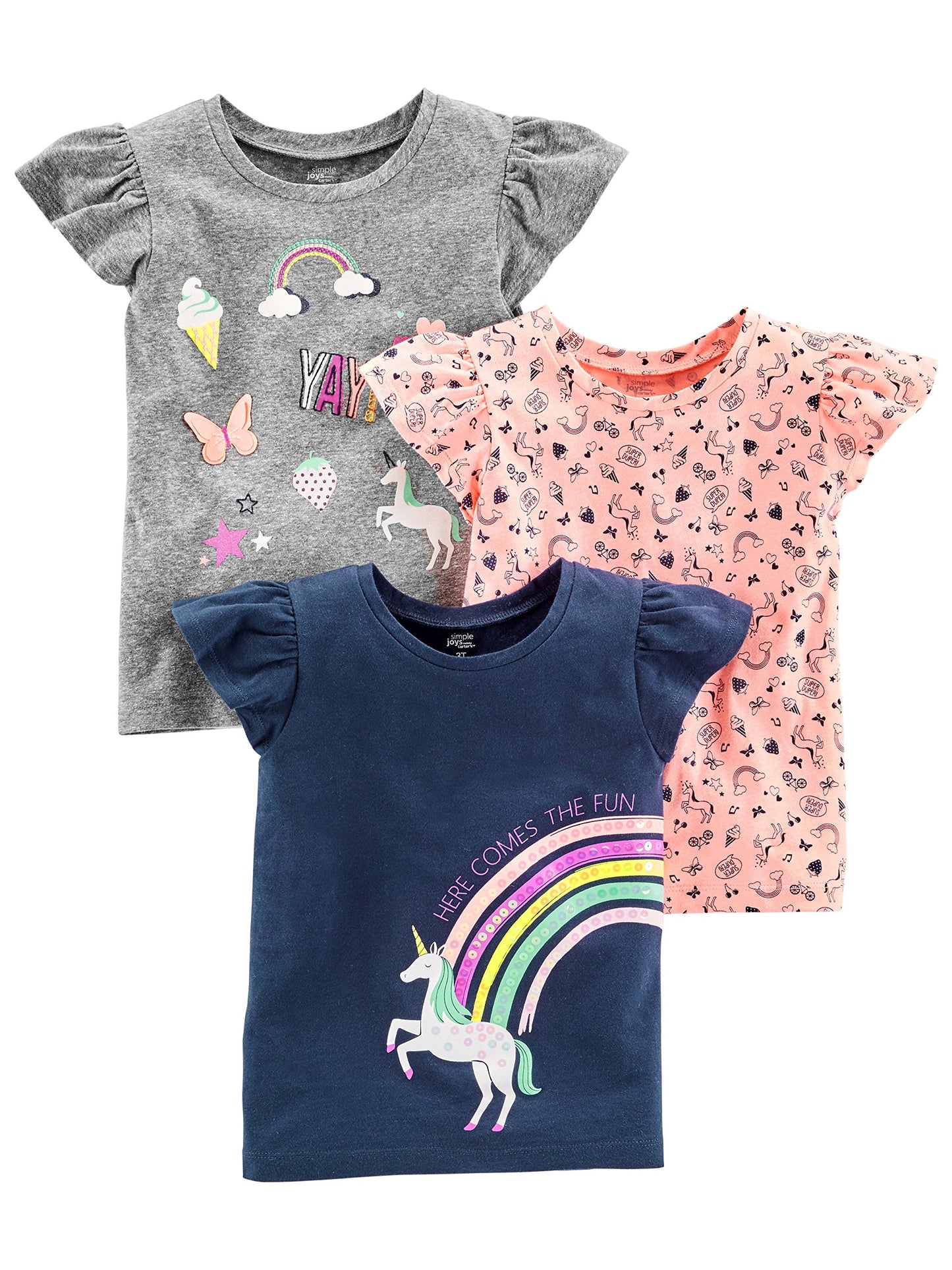Simple Joys by Carter's Baby-Mädchen Fashion-t-Shirts (3er Pack)