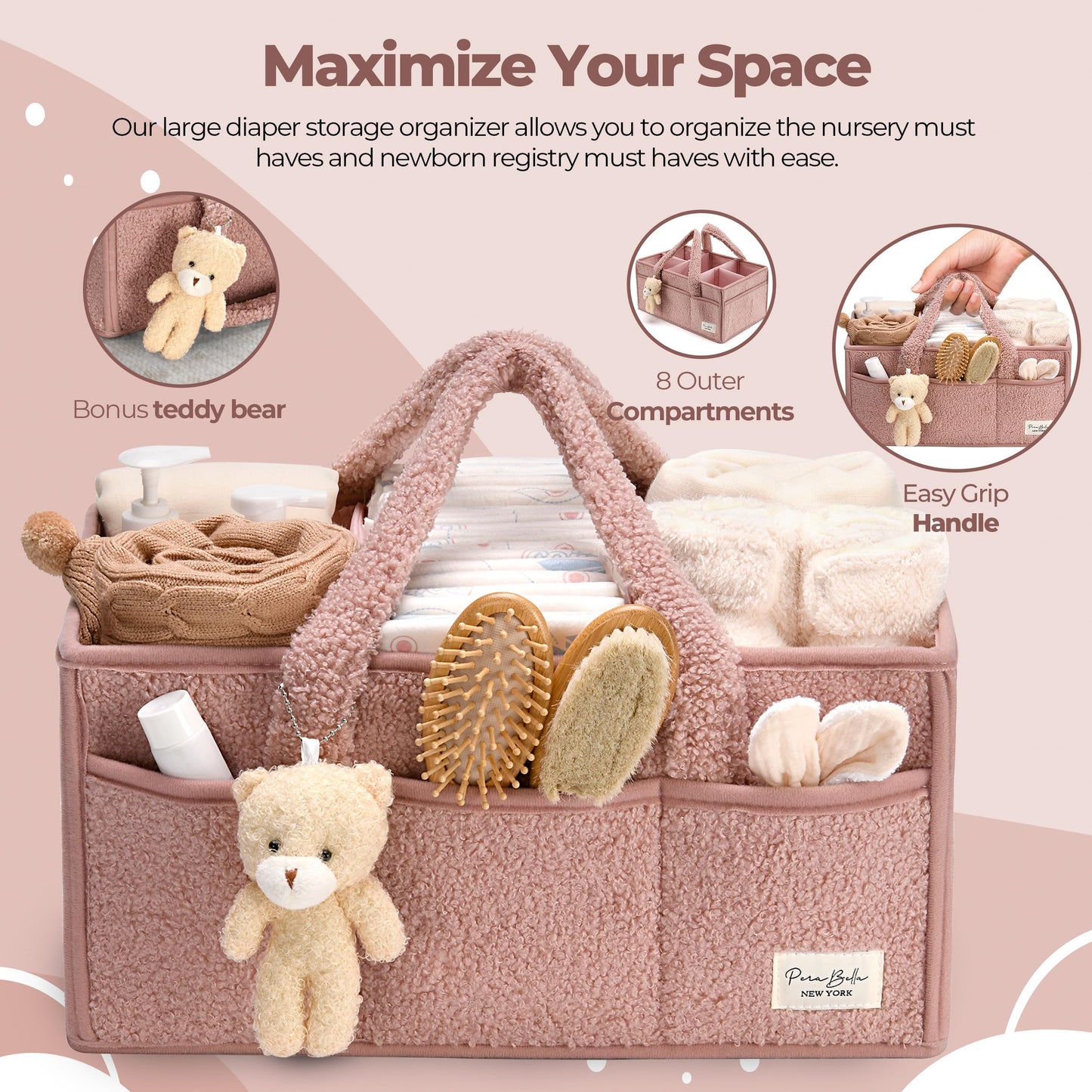 Baby Windel Caddy Organizer für Wickelauflage, Aufbewahrungskorb für Windeln und Tücher, Geschenk für Babyparty, Autowagen Organizer, Kindergarten Windel Organizer, Laptop
