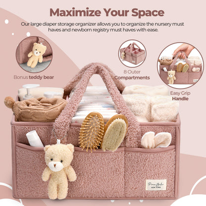 Baby Windel Caddy Organizer für Wickelauflage, Aufbewahrungskorb für Windeln und Tücher, Geschenk für Babyparty, Autowagen Organizer, Kindergarten Windel Organizer, Laptop