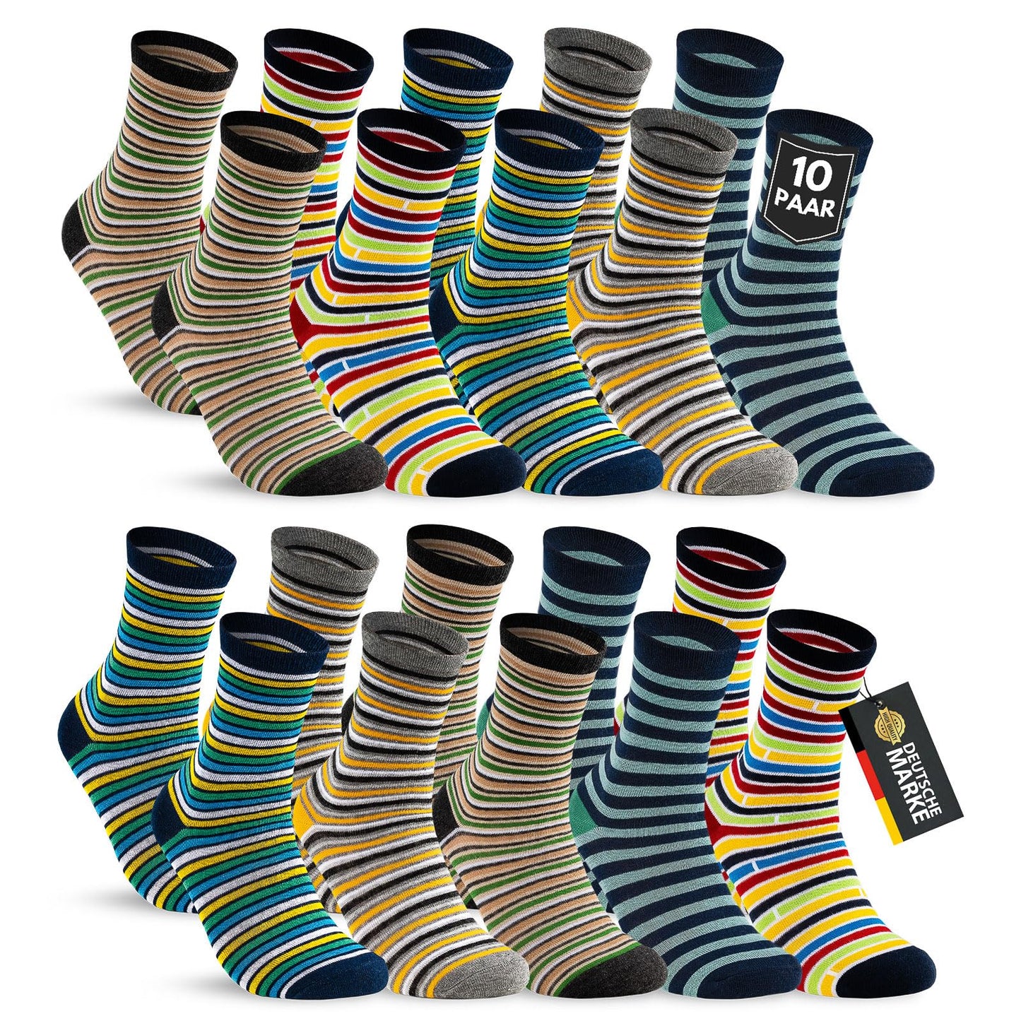 10 Paar Kinder Socken Jungen & Mädchen Baumwolle Kindersocken