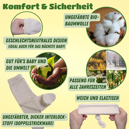 ORGANICKID Baby Set Neugeborene - weiche Bio-Baumwolle allergikerfreundlich 7 Teile mit Kapuzendecke - Baby Erstausstattung Geschenkset zur Geburt, 0-6 Monate, unisex Mädchen & Jungen
