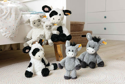 Steiff Cuddly Toy Dinkie Donkey, Cute Stuffed Toy with Plastic Eyes, Children, Boys & Girls, Friends, Plush Toy 20 cm, Light Grey, 073922