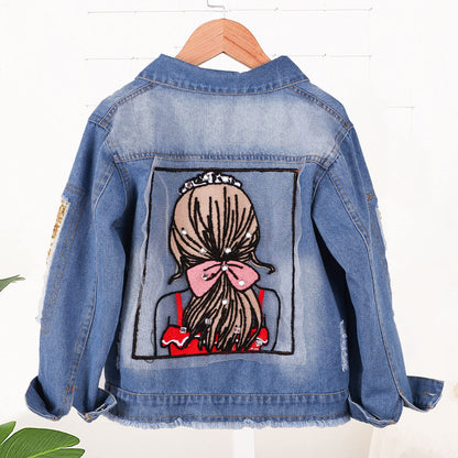 Amur Leopard Kids Girls Denim Jacket Cotton Denim Jacket Cute Children Spring Autumn Jacket 