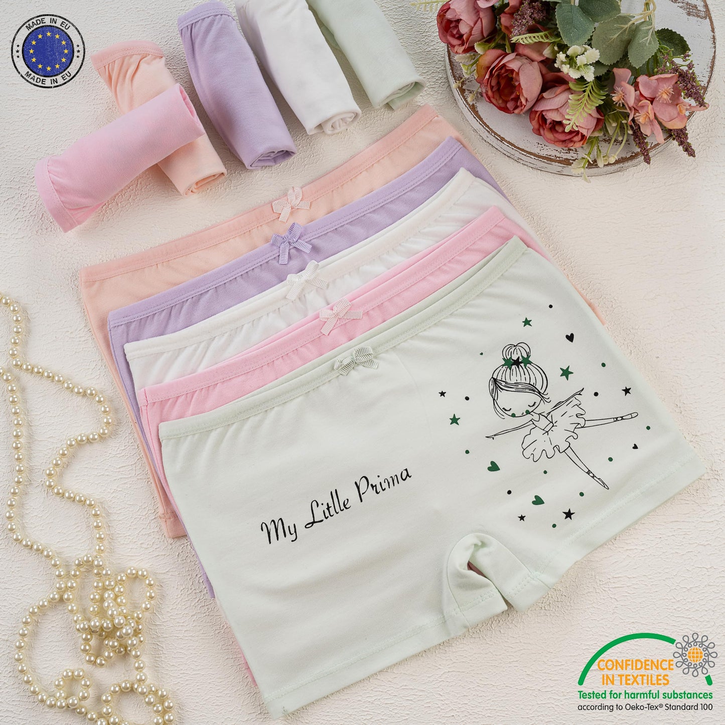 LOREZA ® 10er Pack Mädchen Pantys Boxershorts Unterwäsche aus Baumwolle - Gr. 92-170