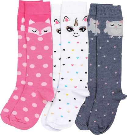TupTam Girls' Knee-Length Socks, Patterned, Pack of 3
