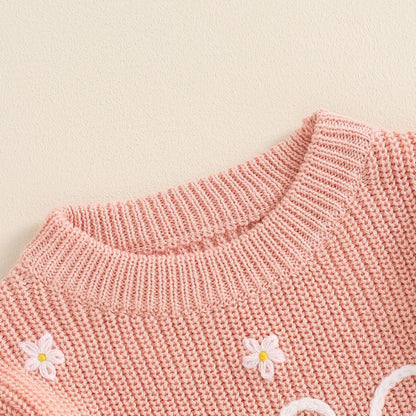 L&ieserram Baby Mädchen Jungen 1. Geburtstag Gestrickt Pullover Jumper Langarm Strickpullover Pulli Kleinkinder Kleidung Outfit Knitted Sweater 1 Jahr