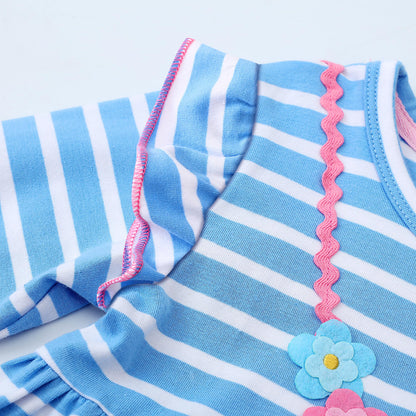 FILOWA Kleider für Mädchen Kinder Einhorn Blumen Stickerei Herz Druck Tier Sommerkleid Cartoon Kinderkleider Embroider Baumwolle Mädchenkleid Lange/Ärmellos Lässige Geburtstag Kinderkleidung,Gr.92-128