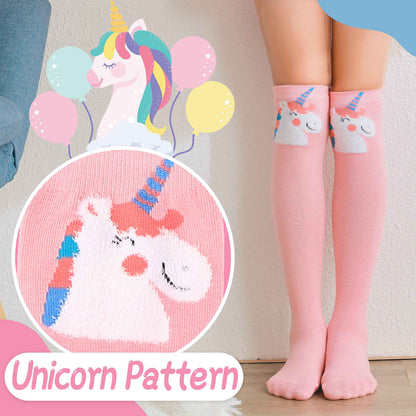 ANTSANG Girls' Knee Socks 6 Pairs for Children Gifts Long Funny Children's Socks Animal Cotton Socks 3-12 Years