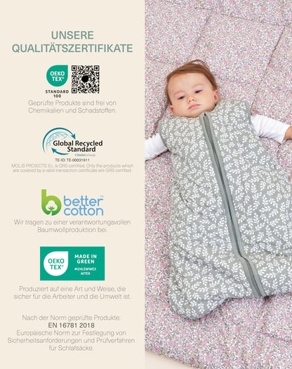 molis&co - Baby Sleeping Bag 2.5 TOG - All-Year Sleeping Bag - Baby Sleeping Bag Newborn - 100% Cotton (Oeko-Tex 100), Sleeveless Winter Sleeping Bag Padded - Premium Quality - Colima (70 cm)