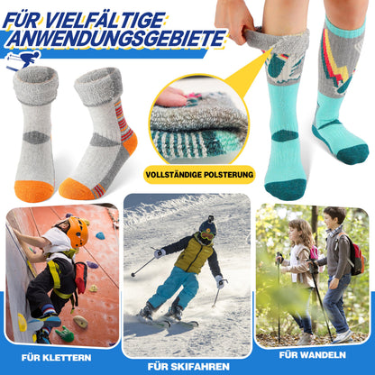 Kinder Merino Wolle Ski Socken Jungen Mädchen Thermal Dicke Warme Winter Gemütliche Knie Hohe Socken für Skifahren Snowboarden 3 Paare