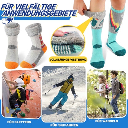 ANTSANG Kinder Merino Woll Skisocken Jungen Mädchen Thermisch Dick Warm Winter Gemütlich Kniehohe Socken zum Skifahren Snowboarden 3 Paar