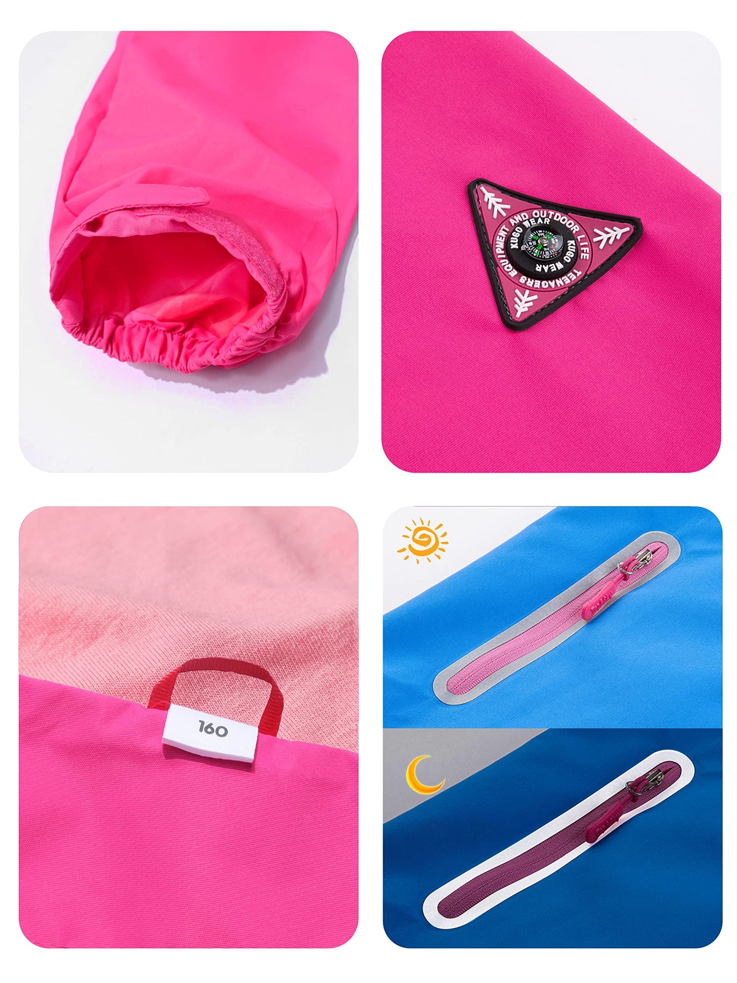 YOUNGSOUL Kinder Wind und Wasserdicht Regenjacke mit Farbblock