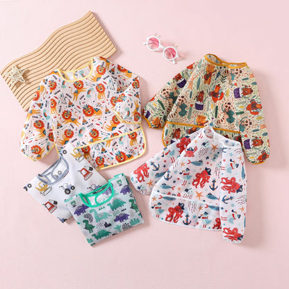 Yunguui Baby Bibs with Sleeves, 5 Pack, Washable Full Body Bibs, Sleeved Bibs, Waterproof for 3-30 Months 