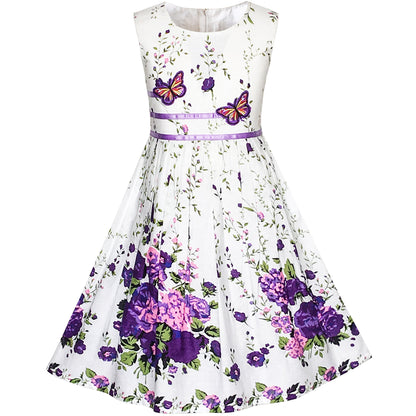 Sunny Fashion Mädchen Kleid Lila Rose Doppelklicken Krawatte Party Kids Trägerkleid Gr. 98-146