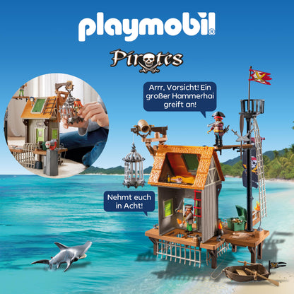 PLAYMOBIL Pirates 71418 Pirate Ship, Exciting Adventures on the High Sea, with Extensive Accessories such as Telescope, Compass and Cannons, Toy for Children from 4 Years