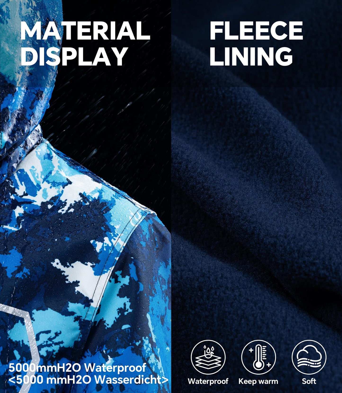 LAUSONS Children's Lined Jacket, Boys' Transition Jackets for Boys, Softshell Jackets with Camouflage Pattern