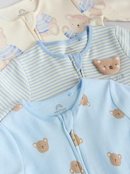 NEXT Baby Jungen Schlafanzüge mit Bärenmotiv, 3er-Pack