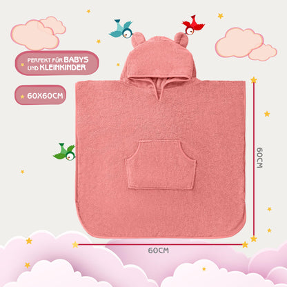 Fuchs&Panda® Badeponcho Kinder EXTRA warm, weich & kuschelig (100% Bambus) | Badeponcho Baby | Handtuch Poncho Kinder mit toller Geschenkverpackung (Kupfer-grün)