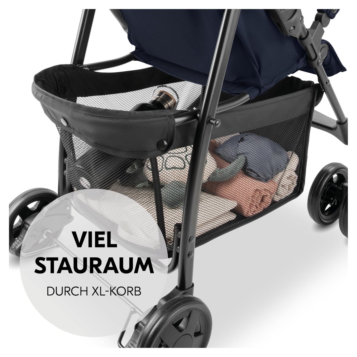 Hauck Lightweight Stroller up to 18 kg with reclining function from birth, small foldaway, sun canopy, large basket