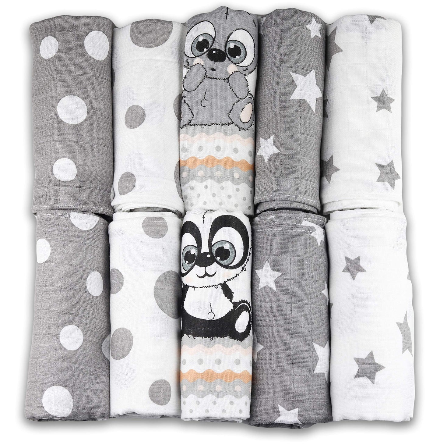 FENSILO - Mulltücher - Mullwindeln - 10er Pack 70x80 cm - Stoffwindeln, Made IN EU, schadstoffgeprüft - Spucktücher Set für Mädchen – Baby Mullwindeln- Rosa - Oeko-TEX Zertifiziert
