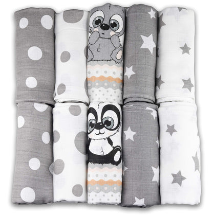 FENSILO - Mulltücher - Mullwindeln - 10er Pack 70x80 cm - Stoffwindeln, Made IN EU, schadstoffgeprüft - Spucktücher Set für Mädchen – Baby Mullwindeln- Rosa - Oeko-TEX Zertifiziert