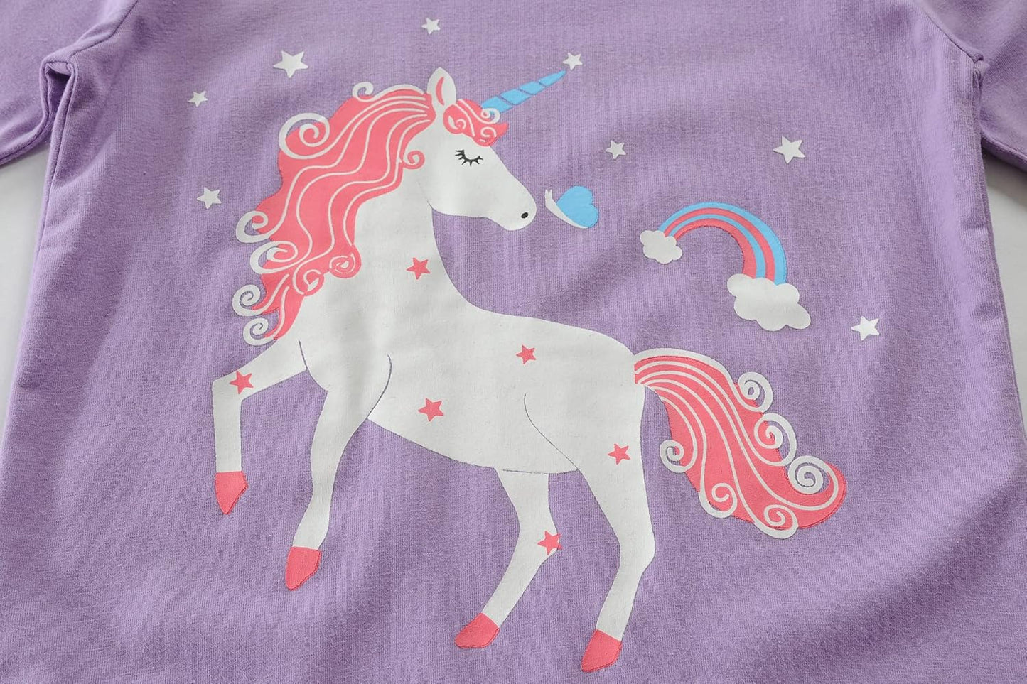 EULLA Kinder Mädchen Schlafanzüge Langarm Baumwolle Winter Pyjama Set Einhorn Prinzessin Dino Hase Eule Zweiteilig Nachtwäsche 1-10 Jahre 92 98 104 110 116 122 128 134 140