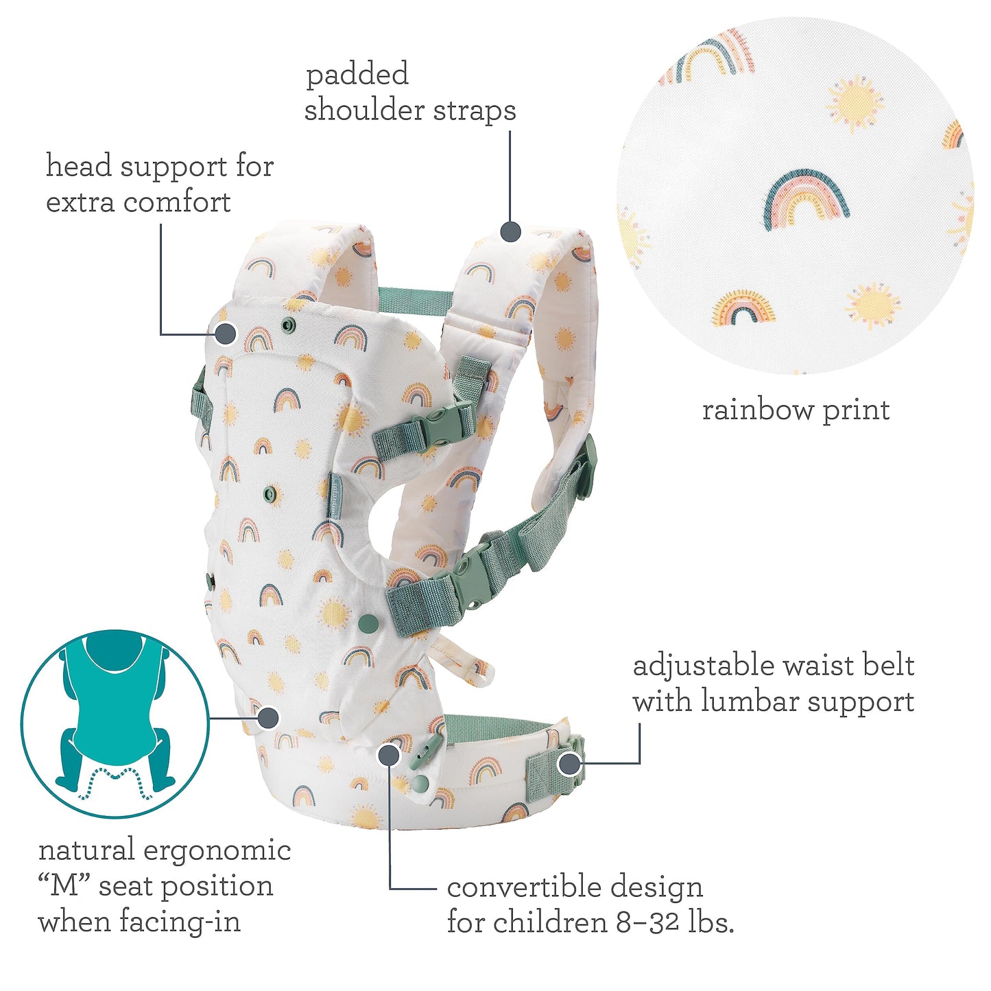 Infantino Flip Advanced 4-in-1 Babytrage, Ergonomisch, Umwandelbar, mit Blickrichtung Nach Innen und Außen, Vorne und Hinten Tragbar für Neugeborene bis Kleinkinder von 3,6-14,5 kg, Grau