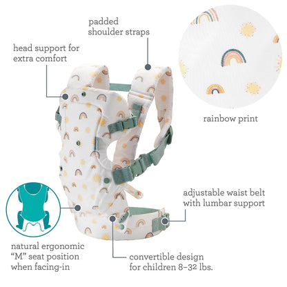 Infantino Flip Advanced 4-in-1 Babytrage, Ergonomisch, Umwandelbar, mit Blickrichtung Nach Innen und Außen, Vorne und Hinten Tragbar für Neugeborene bis Kleinkinder von 3,6-14,5 kg, Grau