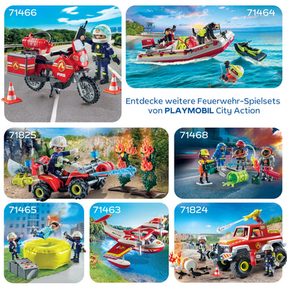 PLAYMOBIL Action Heroes 71464 Fire Boat with Aqua Scooter, Exciting Water Rescue, Includes Diving Goggles, Flippers and Life Jacket, Realistic Toy for Children from 4 Years