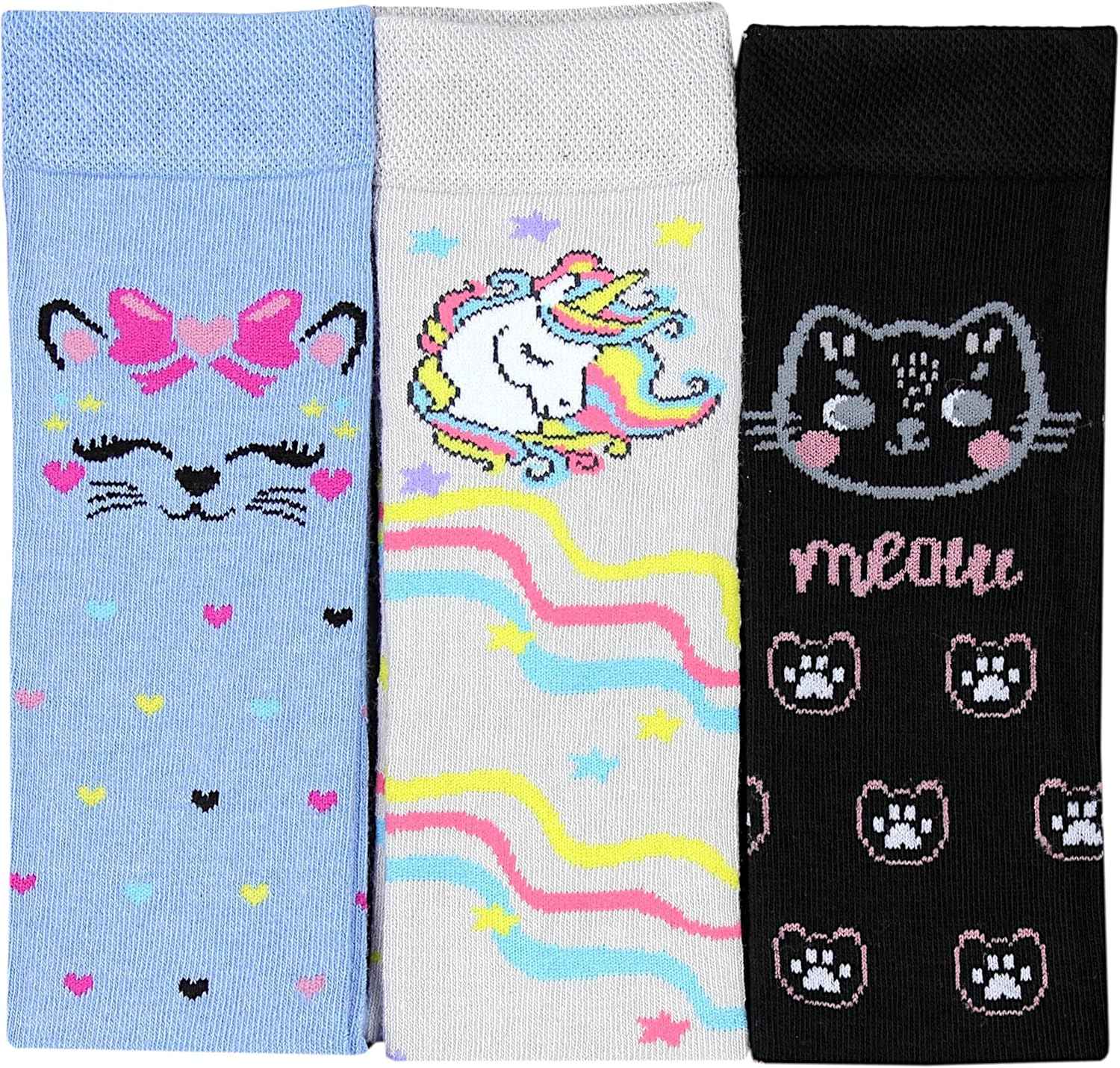 TupTam Girls' Knee-Length Socks, Patterned, Pack of 3