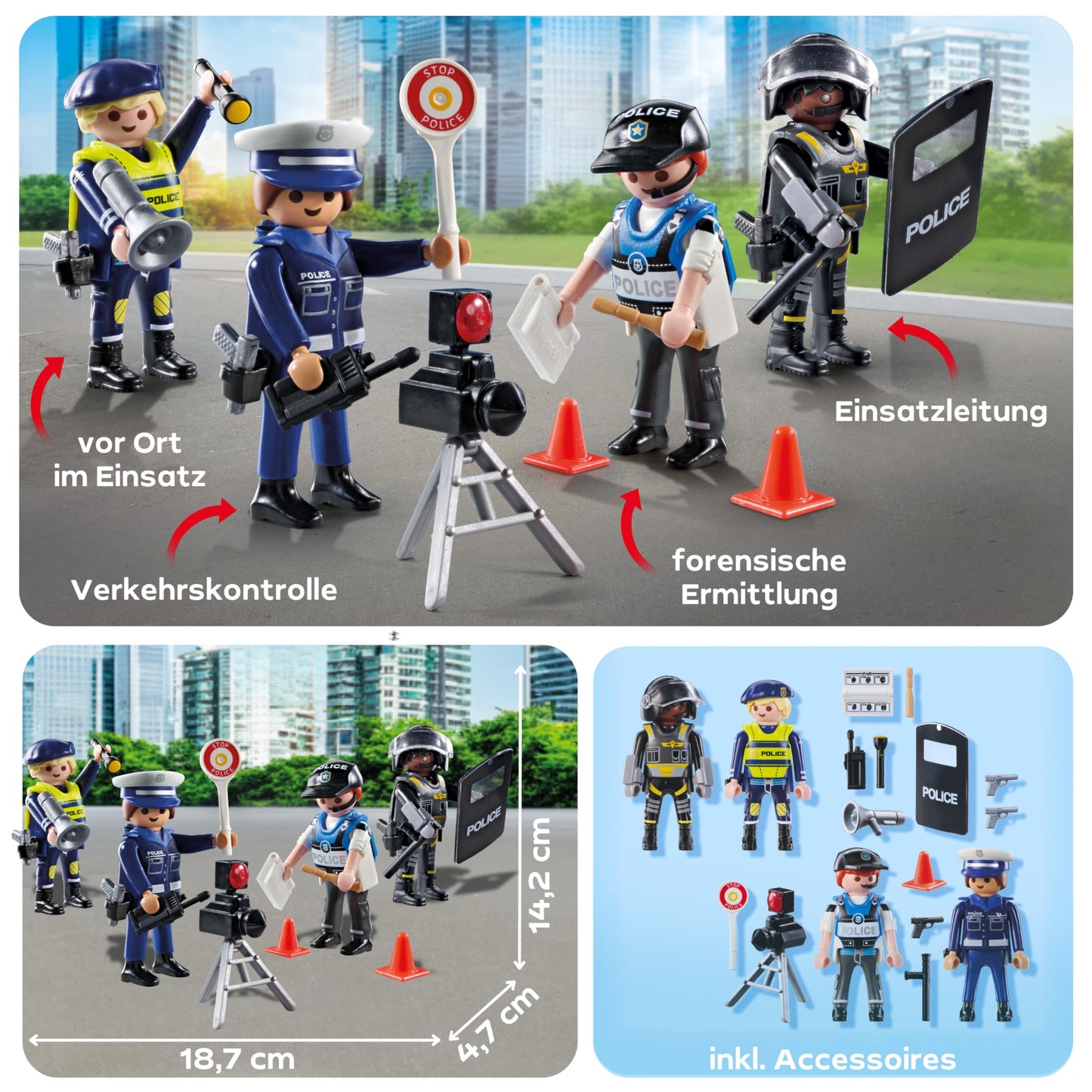PLAYMOBIL | Action Heroes | Figurenset Polizei | Spielzeugfiguren | Polizeifigur | Spielzeug für Kinder ab 4 Jahren | 71730