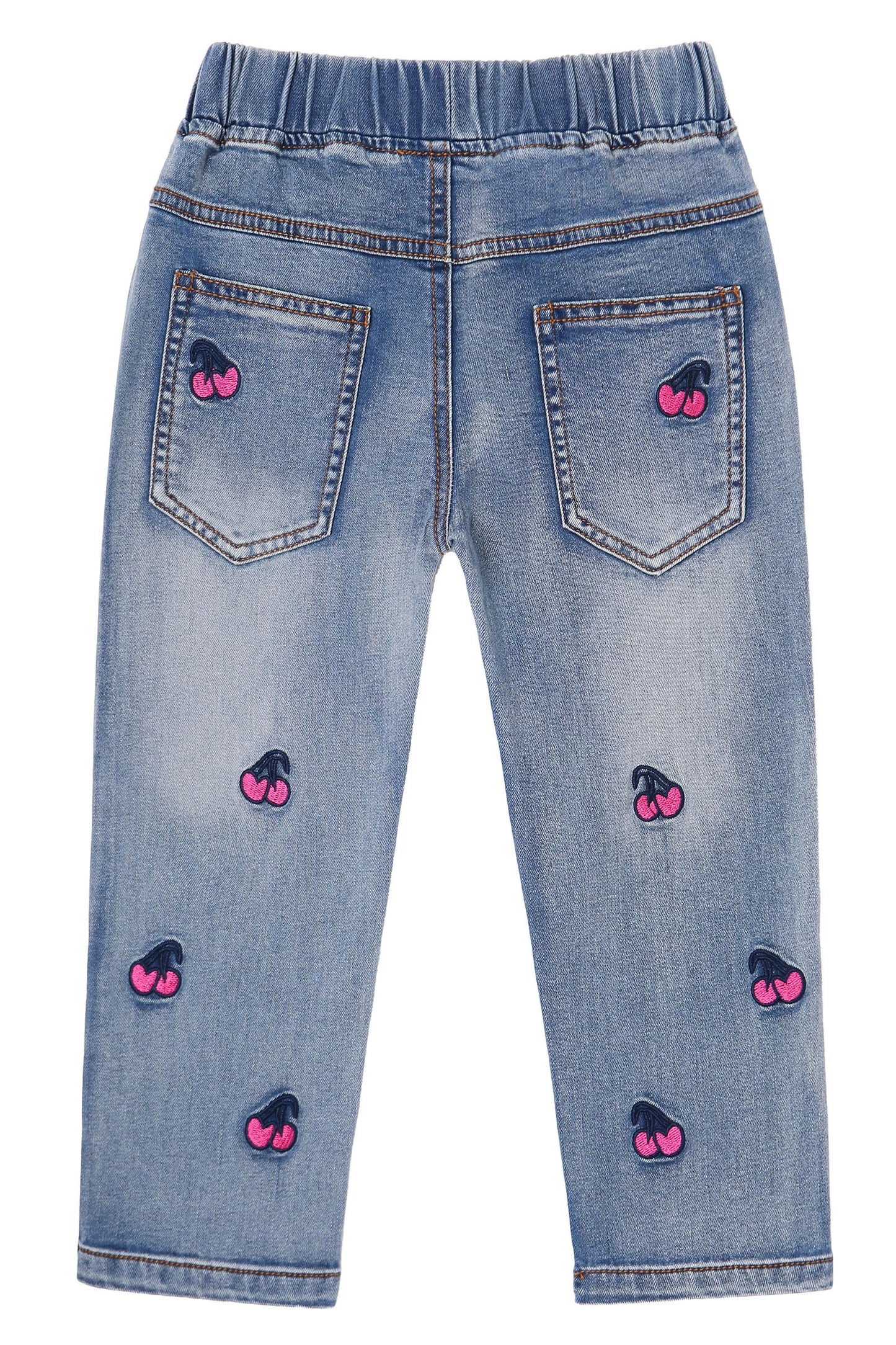 KIDSCOOL SPACE Girls Jeans Split Hem with RAL Edges Elastic Waist in High Elastic Wide Leg Denim Pants