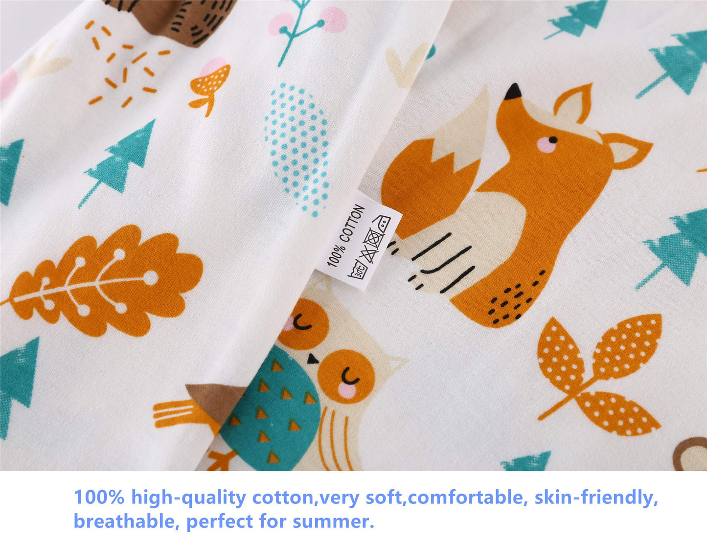 Chilsuessy Summer Baby Sleeping Bag, Small Children’s Sleeveless Pyjamas for Summer and Spring, 100 % Cotton