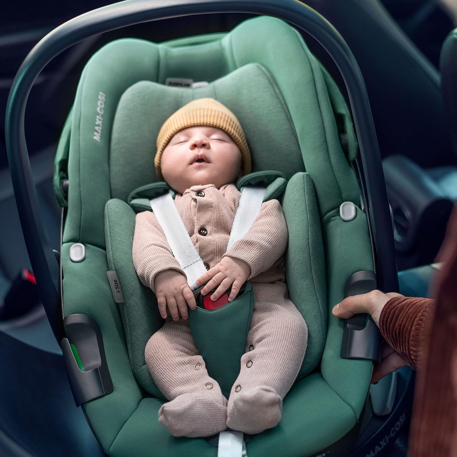 Maxi-Cosi Pebble 360 i-Size Babyschale Drehbar, Neugeborenen Autositz 360 Grad, 0–15 Monate (40–83 cm), Drehung mit einer, ClimaFlow, Easy-In-Gurt, G-CELL Seitenaufprallschutz, Select Grey - Meloni2