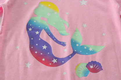 EULLA Kinder Schlafanzüge Mädchen Langarm Winter Pyjama Set Baumwolle Meerjungfrau Einhorn Prinzessin Katze Dino Zweiteilig Nachtwäsche 92 98 104 110 116 122