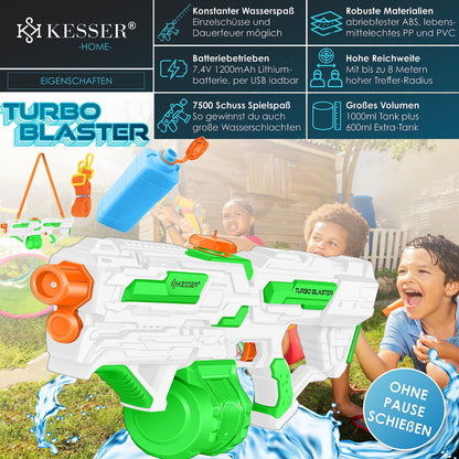 KESSER® Wasserpistole Elektrisch mit Akku Spritzpistolen 1000 ml große Wasserspritzpistole für Kinder und Erwachsene, 8m Reichweite, Wasserspielzeug inkl. Akku, Ladekabel & Extra-Tank Rot/Schwarz