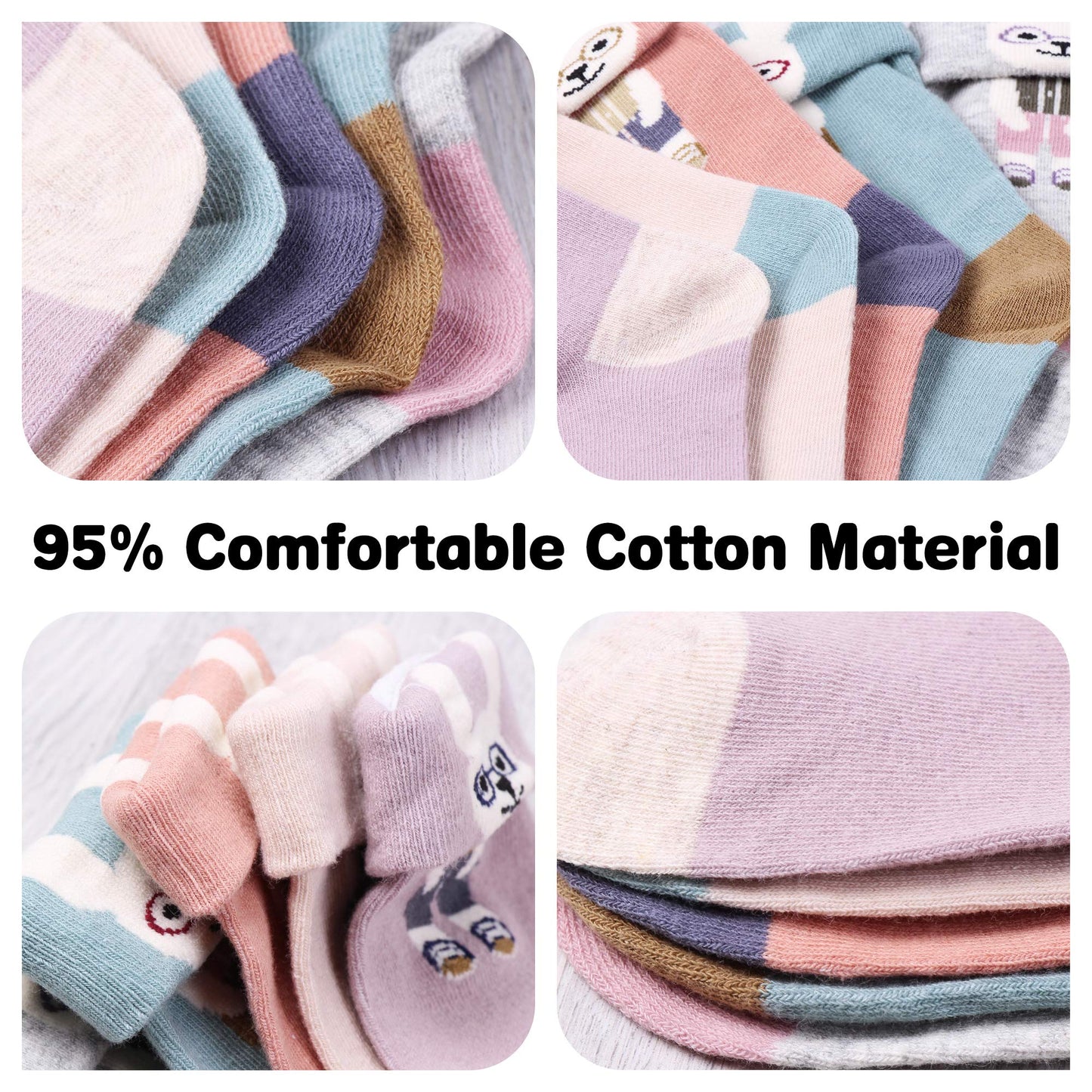 L&K-II 10/12 Paar Kinder Mädchen Socken mit niedlichen Herzmustern Kids Füßlinge Sneakersocken bunt 2825
