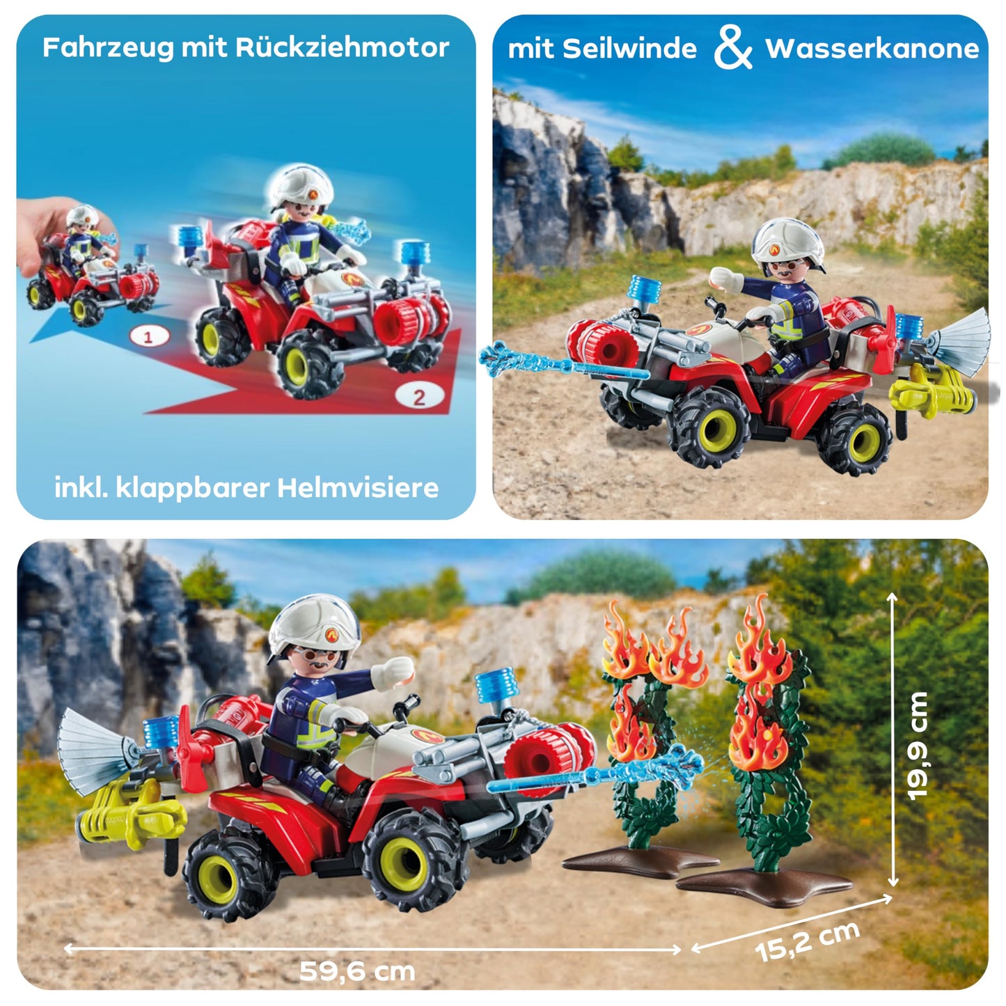 PLAYMOBIL Action Heroes 71464 Fire Boat with Aqua Scooter, Exciting Water Rescue, Includes Diving Goggles, Flippers and Life Jacket, Realistic Toy for Children from 4 Years