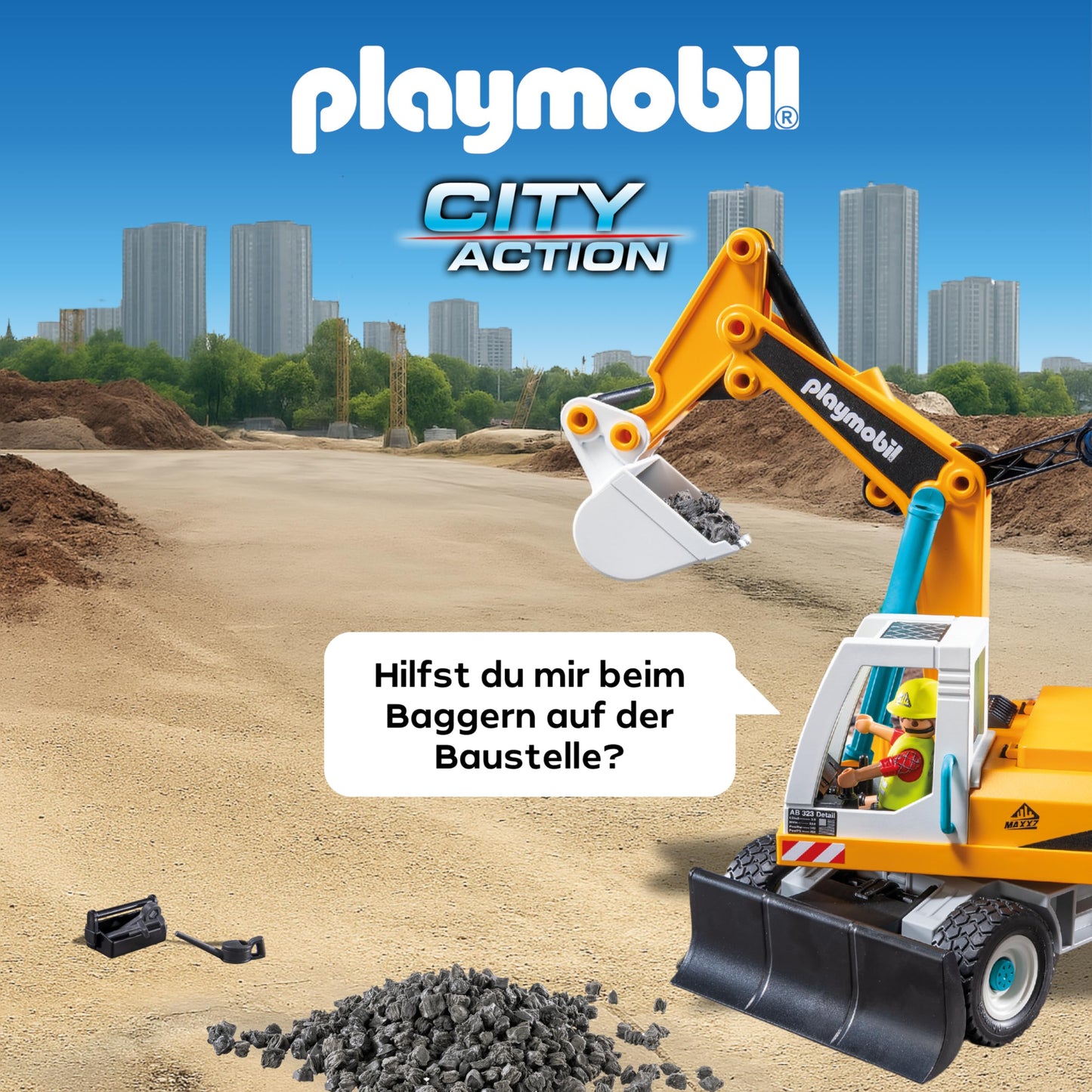 PLAYMOBIL Road Construction Site Toy Child Construction Site Play Set Toy for Children from 4 Years 71751