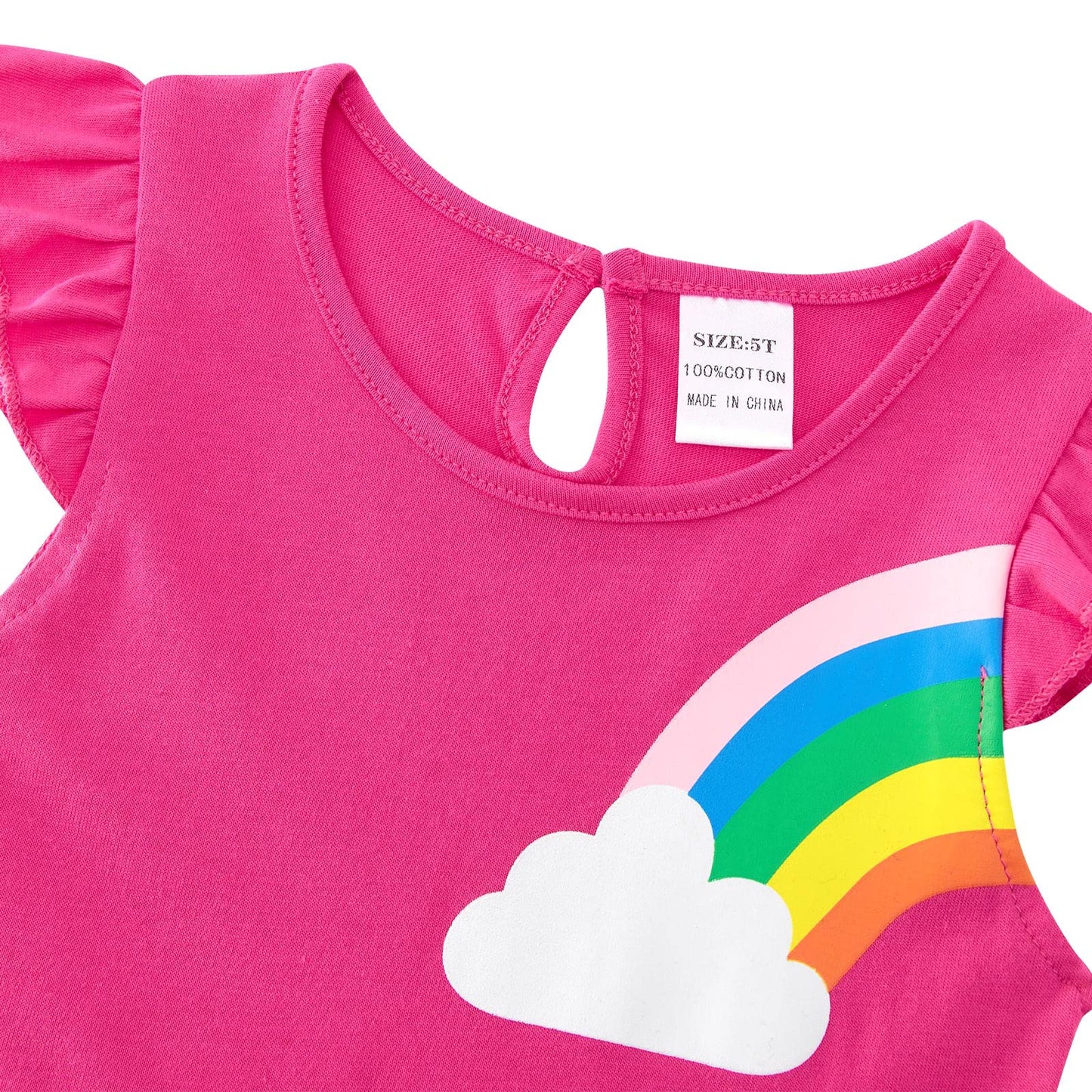 SFreeBo Girls Dresses Unicorn Rainbow Dress Kids Girls Gift Cotton Colourful Dresses for Girls 104 110 116 122 128