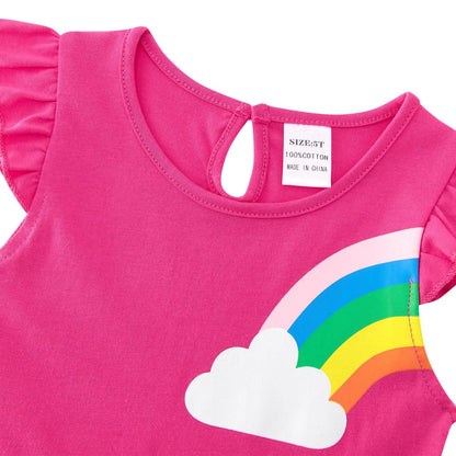 SFreeBo Girls Dresses Unicorn Rainbow Dress Kids Girls Gift Cotton Colourful Dresses for Girls 104 110 116 122 128