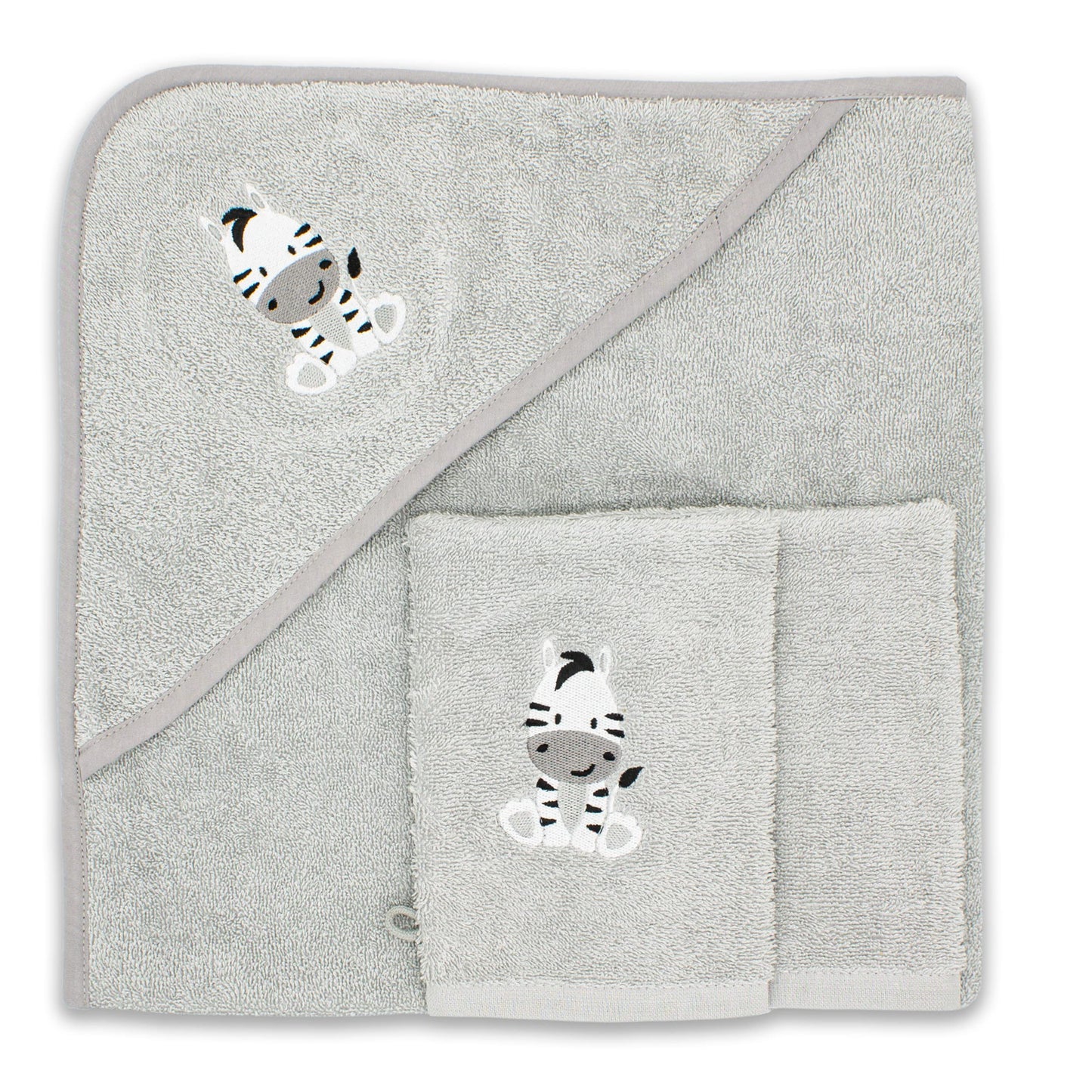 Babykajo Baby-Kapuzenhandtuch-Set mit 2 Waschlappen, Öko-Tex Standard 100 zertifiziert, weiches Frottee-Babyhandtuch mit Kapuze, 80 x 80 cm