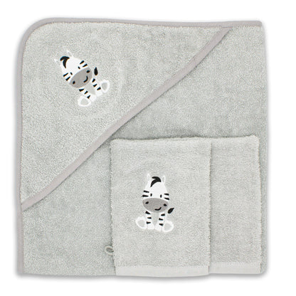 Babykajo Baby-Kapuzenhandtuch-Set mit 2 Waschlappen, Öko-Tex Standard 100 zertifiziert, weiches Frottee-Babyhandtuch mit Kapuze, 80 x 80 cm