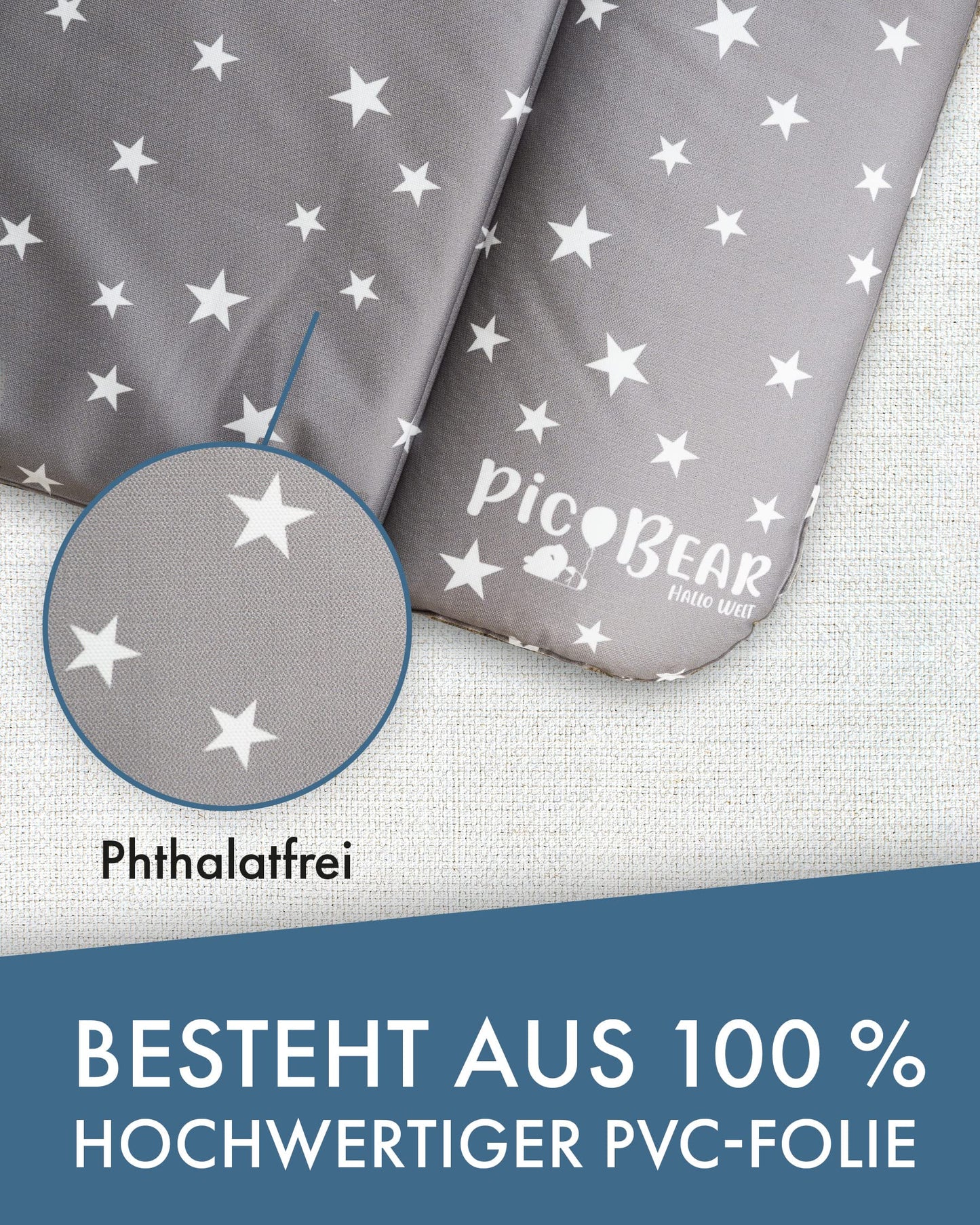 pic Bear Wickelauflage - hochwertige OEKO-TEX Wickeltischauflage - pflegeleichte Wickelunterlage - Auflage Wickelkommode - 85 x 72 cm - Sealife