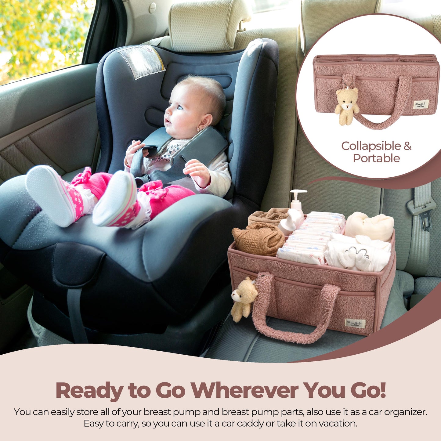Baby Windel Caddy Organizer für Wickelauflage, Aufbewahrungskorb für Windeln und Tücher, Geschenk für Babyparty, Autowagen Organizer, Kindergarten Windel Organizer, Laptop