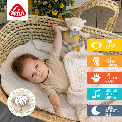 Fehn Mini-Spieluhr Otter – Kuscheltier & Einschlafhilfe: Aufzieh-Spieluhr mit sanfter Melodie Brahms Wiegenlied beruhigt in jeder Situation – für Babys und Kleinkinder ab 0+ Monaten