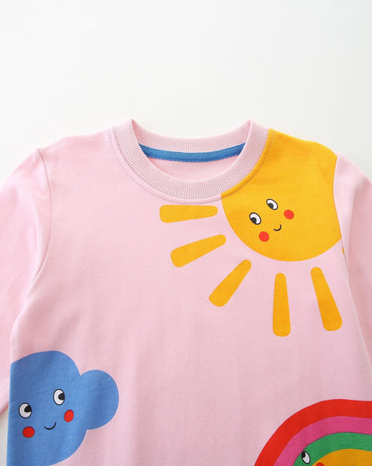 CM-Kid Girls' Long-Sleeved Sweatshirt, Children's Shirts, Cotton, Warm Tops, 1-7 Years, Size 92-122